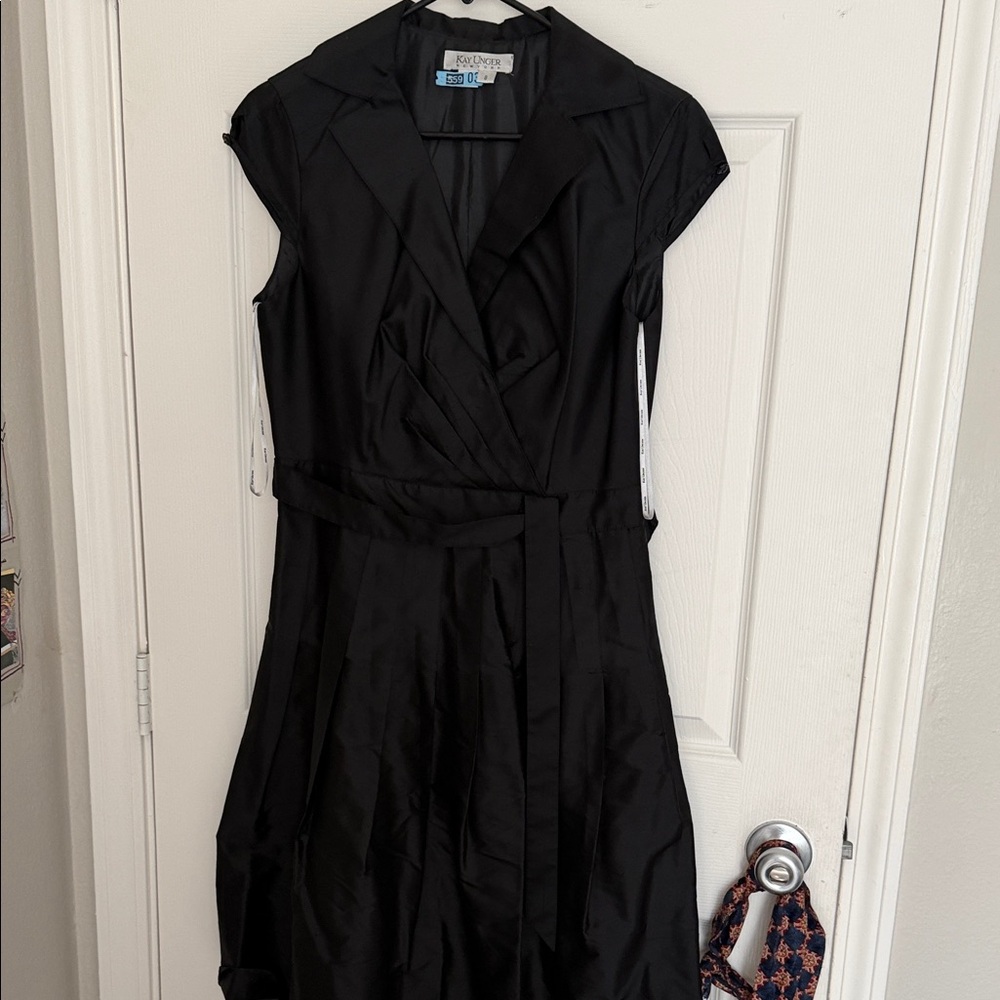Ann Taylor Elegant Black Wrap Midi Dress